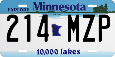MN license plate 214MZP