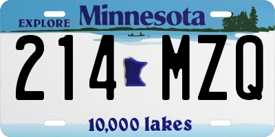 MN license plate 214MZQ
