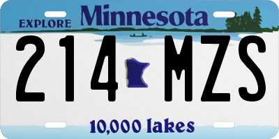 MN license plate 214MZS