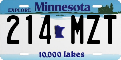 MN license plate 214MZT