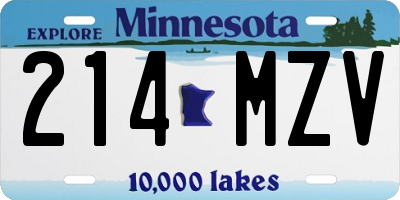 MN license plate 214MZV