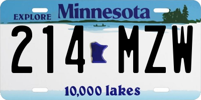 MN license plate 214MZW
