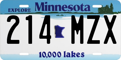 MN license plate 214MZX