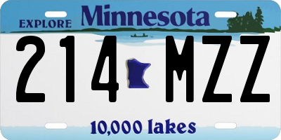 MN license plate 214MZZ