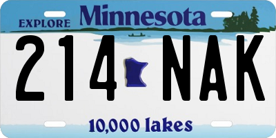 MN license plate 214NAK