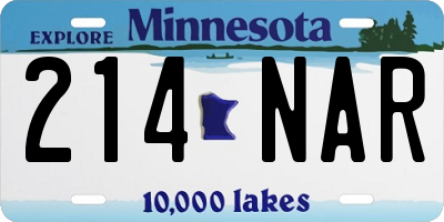 MN license plate 214NAR