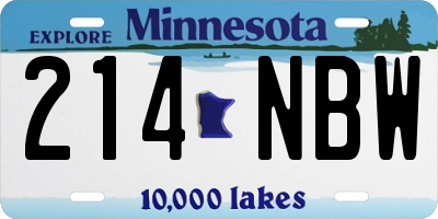 MN license plate 214NBW
