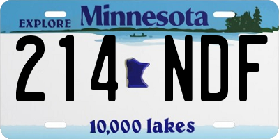 MN license plate 214NDF