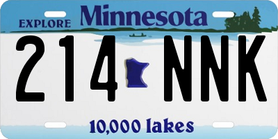 MN license plate 214NNK