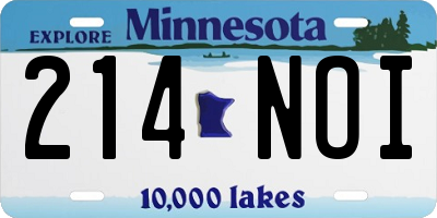 MN license plate 214NOI
