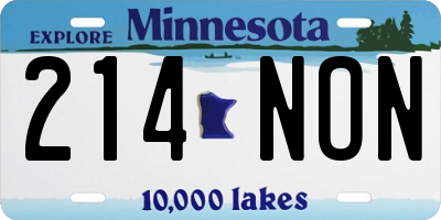 MN license plate 214NON