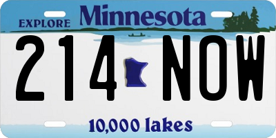 MN license plate 214NOW