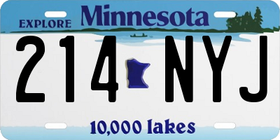 MN license plate 214NYJ