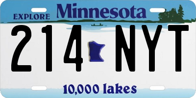 MN license plate 214NYT