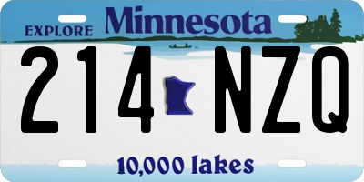 MN license plate 214NZQ