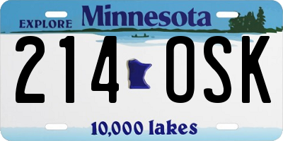 MN license plate 214OSK