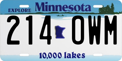 MN license plate 214OWM