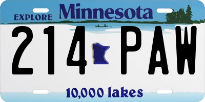 MN license plate 214PAW