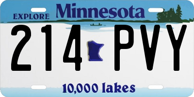 MN license plate 214PVY
