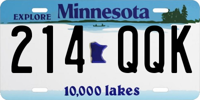 MN license plate 214QQK
