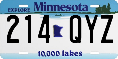 MN license plate 214QYZ