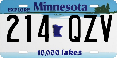 MN license plate 214QZV