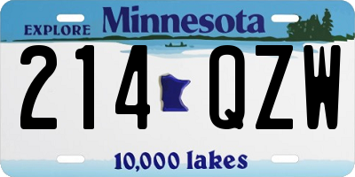 MN license plate 214QZW