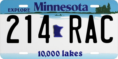 MN license plate 214RAC
