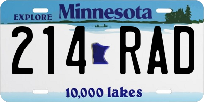 MN license plate 214RAD