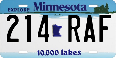 MN license plate 214RAF