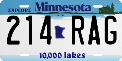 MN license plate 214RAG