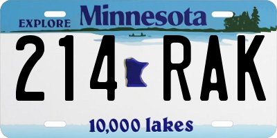 MN license plate 214RAK