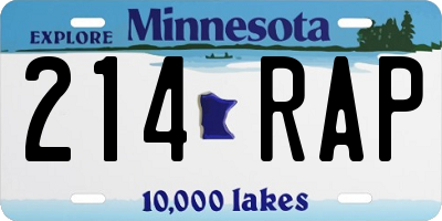 MN license plate 214RAP