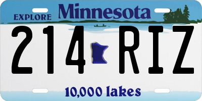 MN license plate 214RIZ