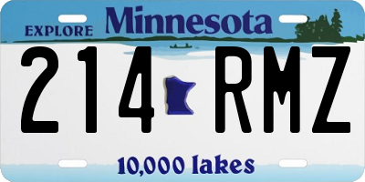 MN license plate 214RMZ