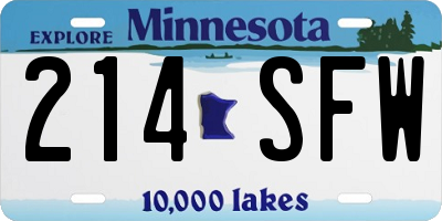 MN license plate 214SFW