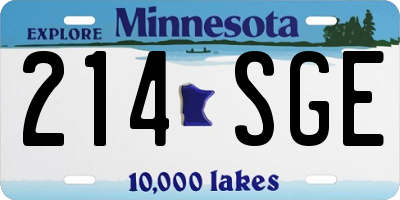 MN license plate 214SGE