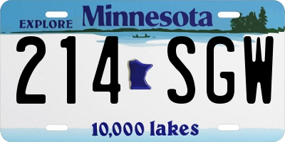 MN license plate 214SGW