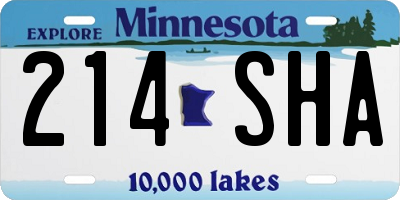 MN license plate 214SHA