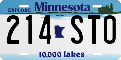 MN license plate 214STO
