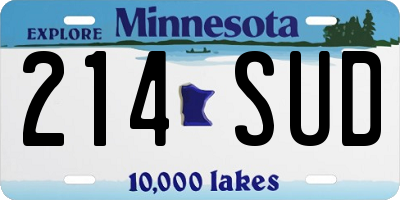 MN license plate 214SUD