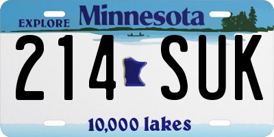 MN license plate 214SUK