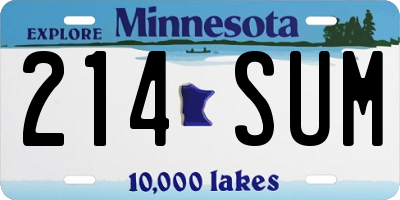 MN license plate 214SUM