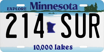 MN license plate 214SUR