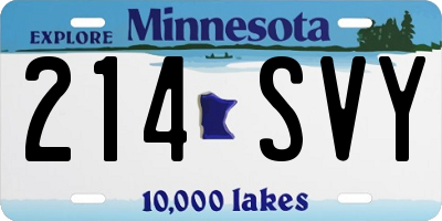 MN license plate 214SVY