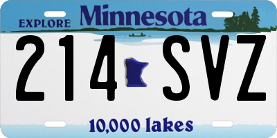 MN license plate 214SVZ