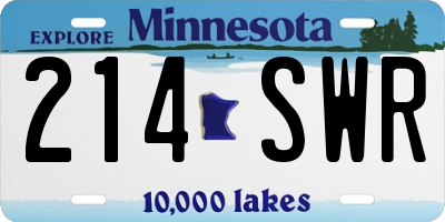 MN license plate 214SWR