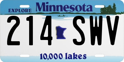 MN license plate 214SWV