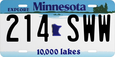 MN license plate 214SWW