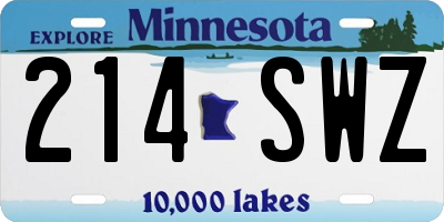 MN license plate 214SWZ